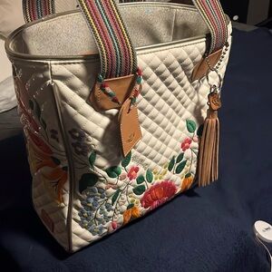 Floral Embroidered Tote Bag - White